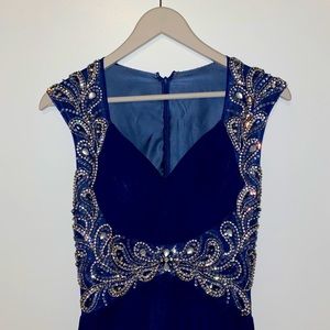 navy evening gown